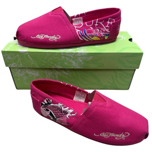 Ed Hardy Shoes - Ed Hardy Shoes Womens Size US 8 Fuschia Bahamas Koi Fish Slip On Flats Colorful
